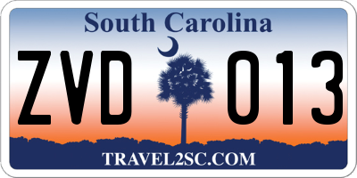 SC license plate ZVD013