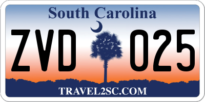 SC license plate ZVD025