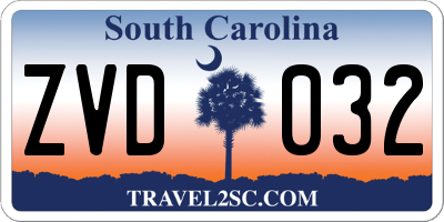 SC license plate ZVD032