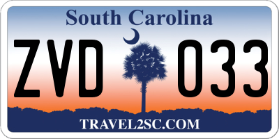 SC license plate ZVD033