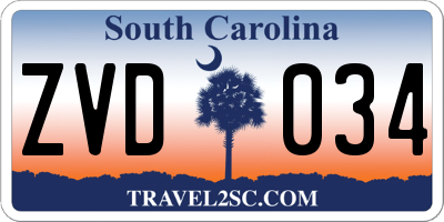 SC license plate ZVD034