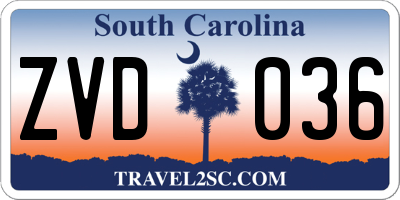 SC license plate ZVD036
