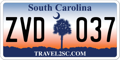 SC license plate ZVD037