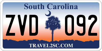 SC license plate ZVD092