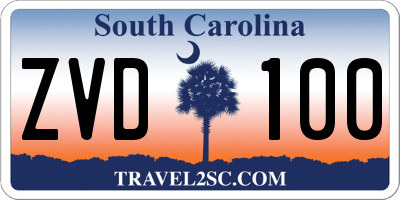 SC license plate ZVD100