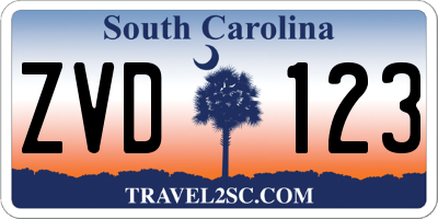 SC license plate ZVD123