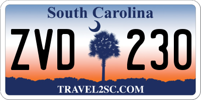 SC license plate ZVD230