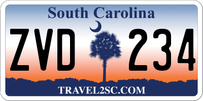 SC license plate ZVD234