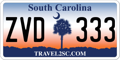 SC license plate ZVD333