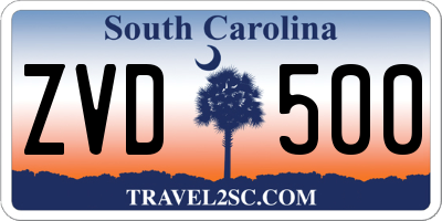 SC license plate ZVD500