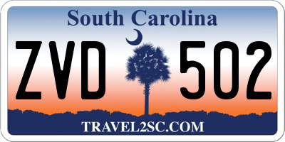 SC license plate ZVD502