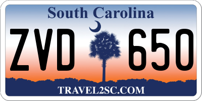 SC license plate ZVD650