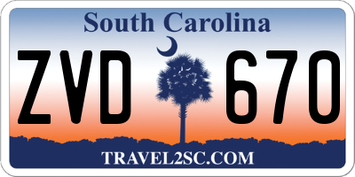 SC license plate ZVD670