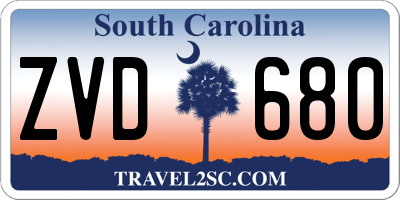 SC license plate ZVD680