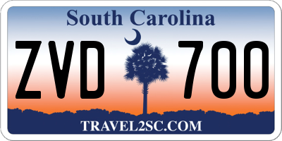 SC license plate ZVD700