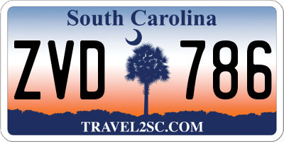 SC license plate ZVD786