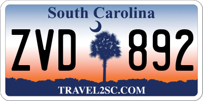 SC license plate ZVD892