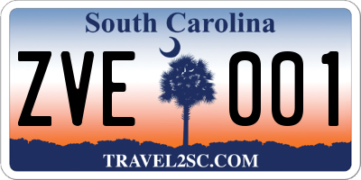 SC license plate ZVE001