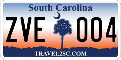 SC license plate ZVE004