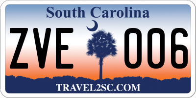 SC license plate ZVE006