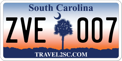 SC license plate ZVE007