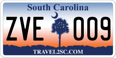 SC license plate ZVE009