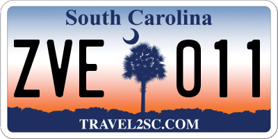 SC license plate ZVE011