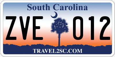 SC license plate ZVE012