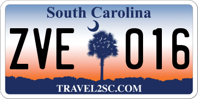 SC license plate ZVE016