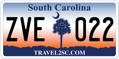 SC license plate ZVE022