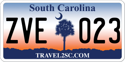 SC license plate ZVE023