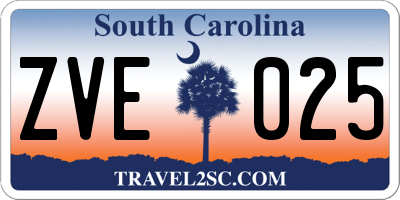 SC license plate ZVE025