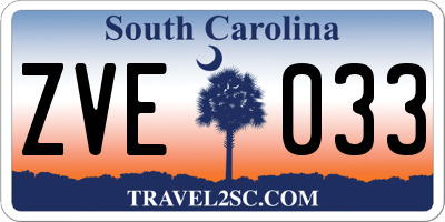 SC license plate ZVE033