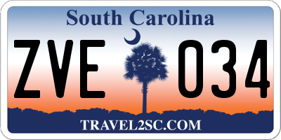 SC license plate ZVE034