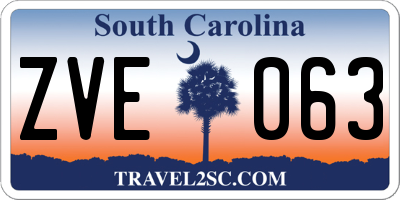 SC license plate ZVE063