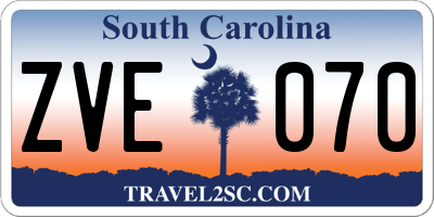SC license plate ZVE070