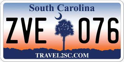SC license plate ZVE076