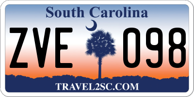 SC license plate ZVE098