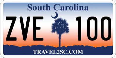 SC license plate ZVE100