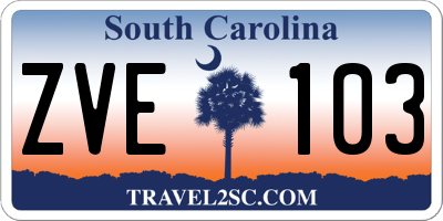 SC license plate ZVE103
