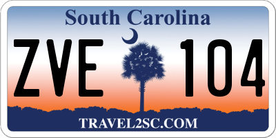 SC license plate ZVE104