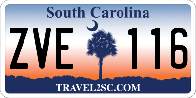 SC license plate ZVE116