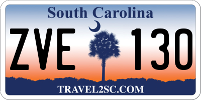 SC license plate ZVE130