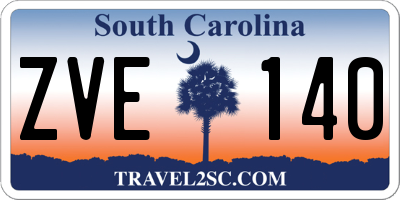 SC license plate ZVE140