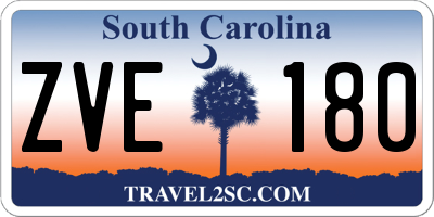 SC license plate ZVE180