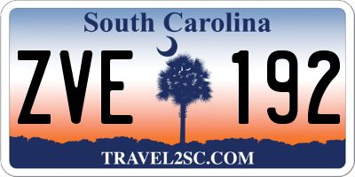SC license plate ZVE192