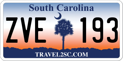SC license plate ZVE193