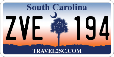 SC license plate ZVE194