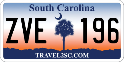 SC license plate ZVE196