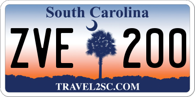 SC license plate ZVE200